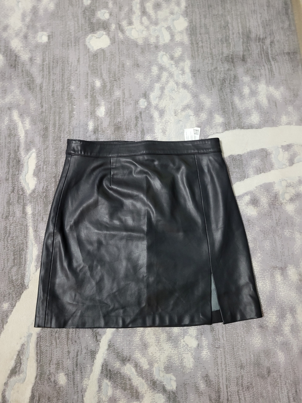 Zara Black Faux Leather Mini Skirt with Side Slit Size M